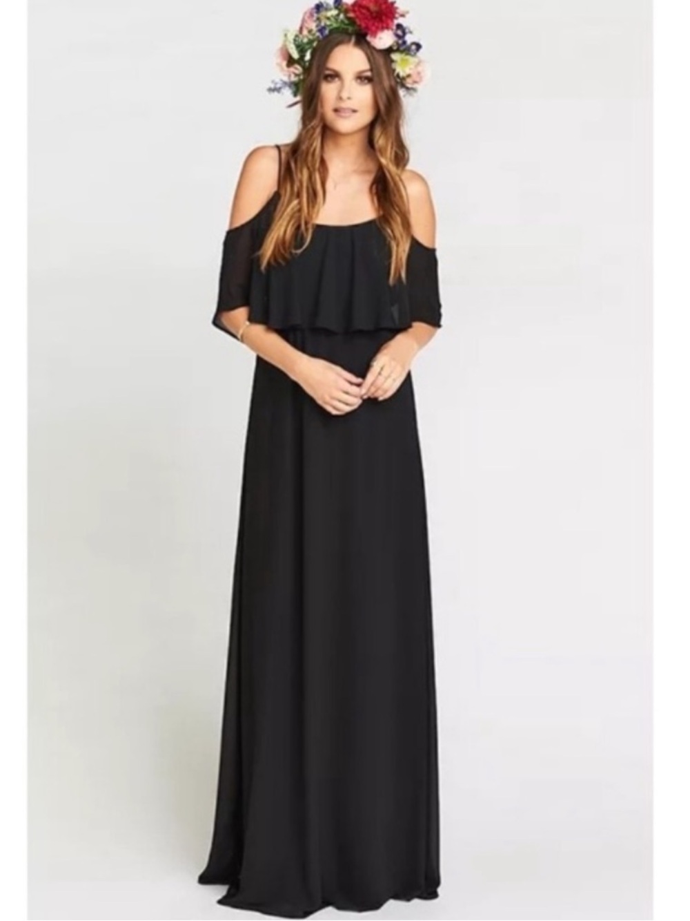 Show Me Your MuMu Black Ruffle-Front Maxi Dress